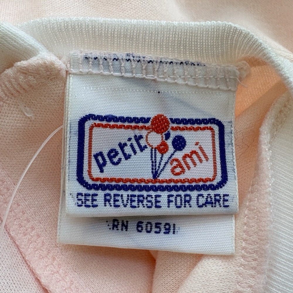NWT Vintage Petit Ami Baby Girl Outfit 6M Pink Bunny Footed Suspender Set - Picture 8 of 10